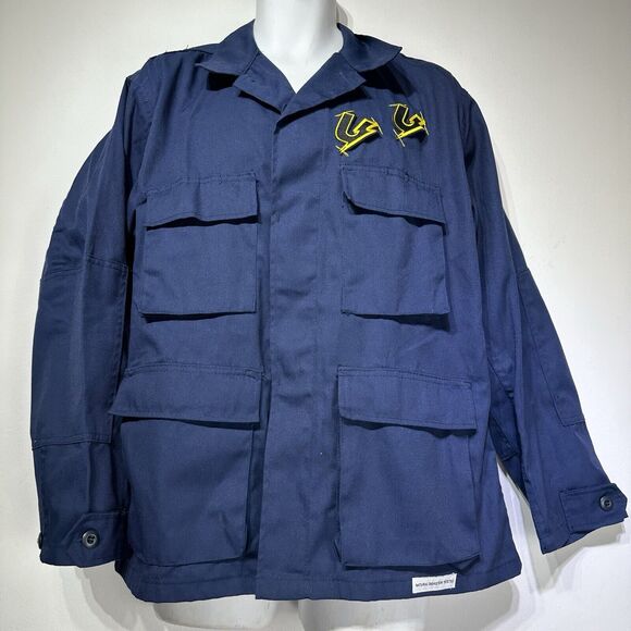 Unshook Disaster Tested Powered By Pain Blue Military Mechanic Shop Jacket L - Picture 1 of 8